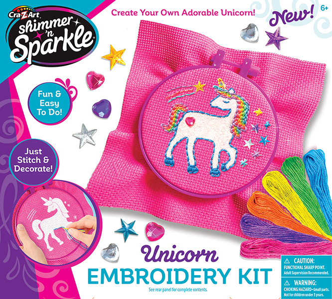 Shimmer 'N Sparkle Unicorn Embroidery Kit 